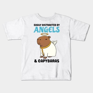 Easily Distracted by Angels and Capybaras Kids T-Shirt